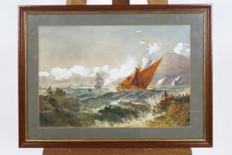 Early 20th century, English School, Ships in a coastal squall, watercolour,