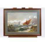 Early 20th century, English School, Ships in a coastal squall, watercolour,