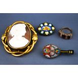 A collection of jewellery to include two micromosaic brooches...