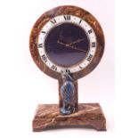 An Art Deco style variegated onyx clock,