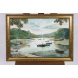 Bert Pugh, View on the Helford river, Cornwall, oil on board, signed lower right and to back,