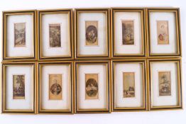 A group of ten framed Le Blond matchbox style prints depicting various subjects,