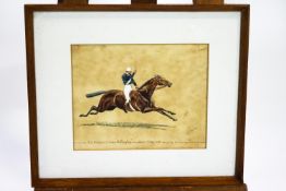 Grand Military Race 1891, Horse 'Hollington', Fifth Fusiliers, watercolour, signed and dated,