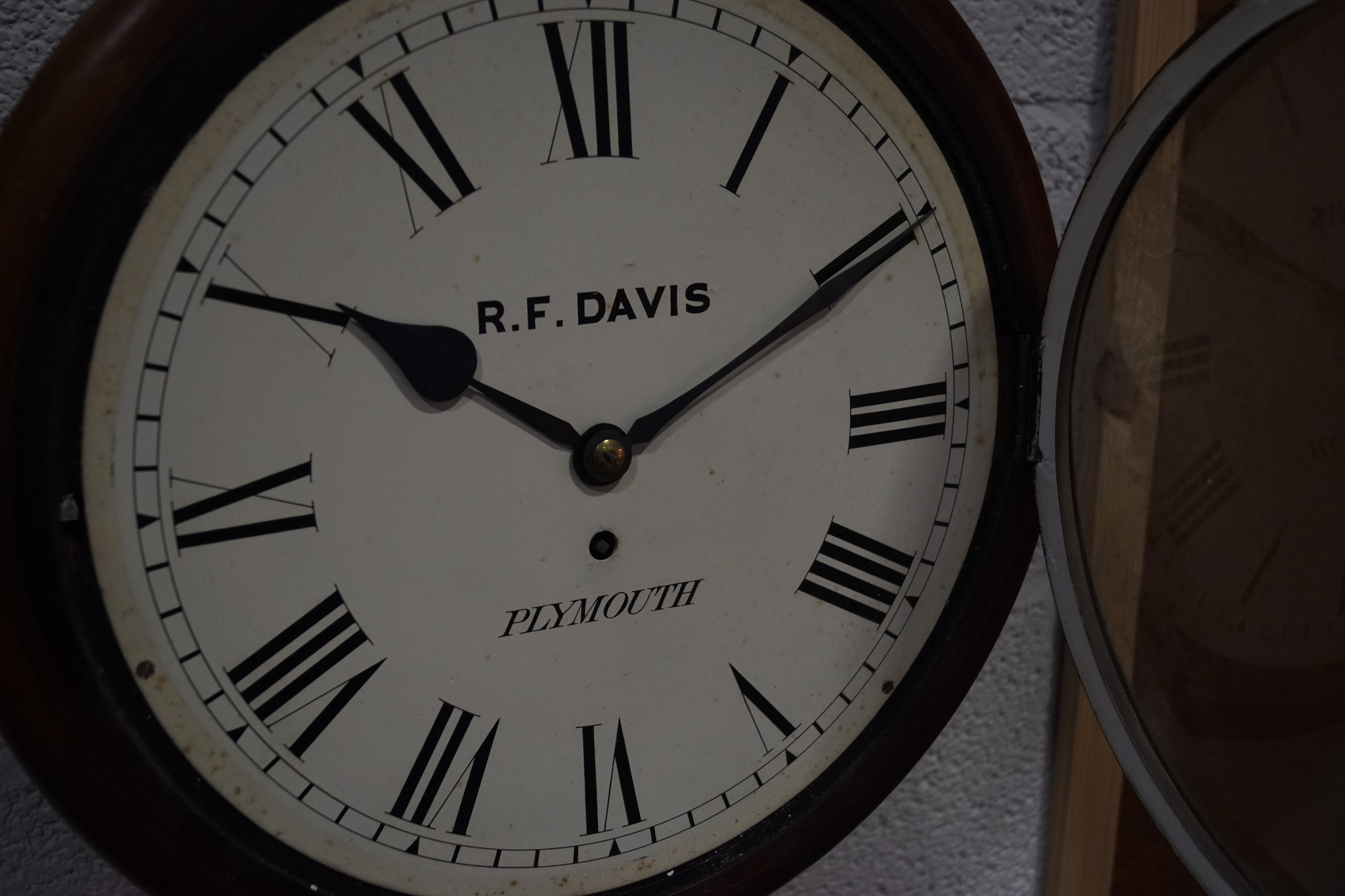 A mahogany cased wall clock by R F Davis of Plymouth, of circular form, - Image 5 of 5