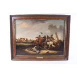 After Abraham Van der Hoef, Cavalry Skirmish, oil on panel,