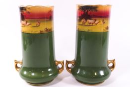 A pair of Royal Doulton Art Nouveau china vases,