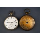 A white base metal open face pocket watch, manual wind movement, signed Dox, case reference; 788443,