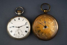 A white base metal open face pocket watch, manual wind movement, signed Dox, case reference; 788443,