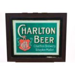 A framed advertising panel, Charlton Beer, Charlton Brewery, Shepton Mallet,