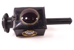 An early 20th century carriage lamp for the near side, black Japanned finish,