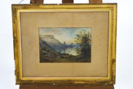 F Walker, Figures by a lake, watercolour, signed and dated 1880 lower left,