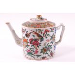 A 19th century Cantonese famille rose tea pot of straight sided cylinder form,