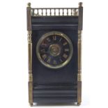 A large slate and brass cased clock, of rectangular form,
