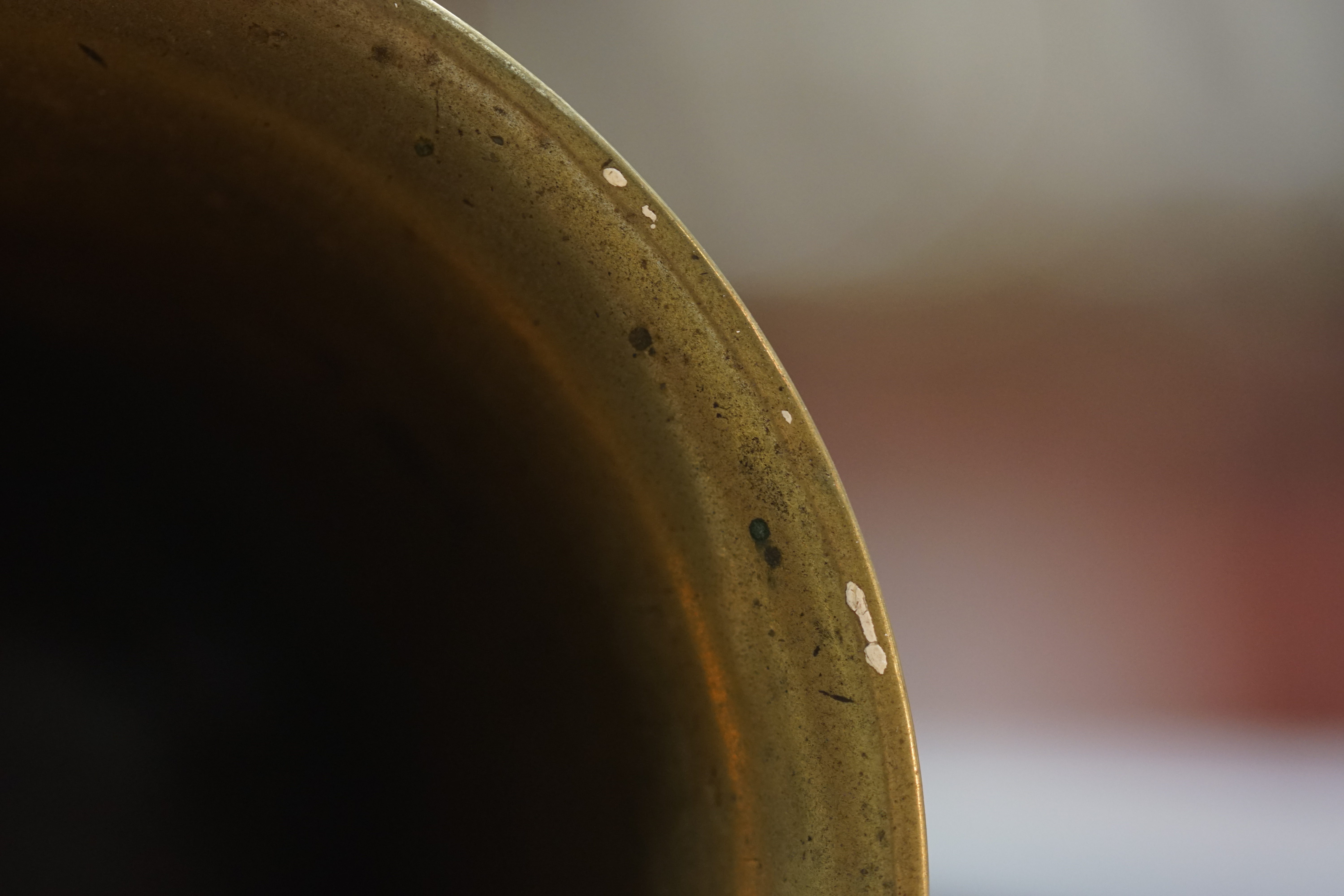 A brass mortar of traditional bell form with turned band decoration, - Image 5 of 5