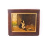 George Harris, Dog in the Stable, oil on board, signed lower right,