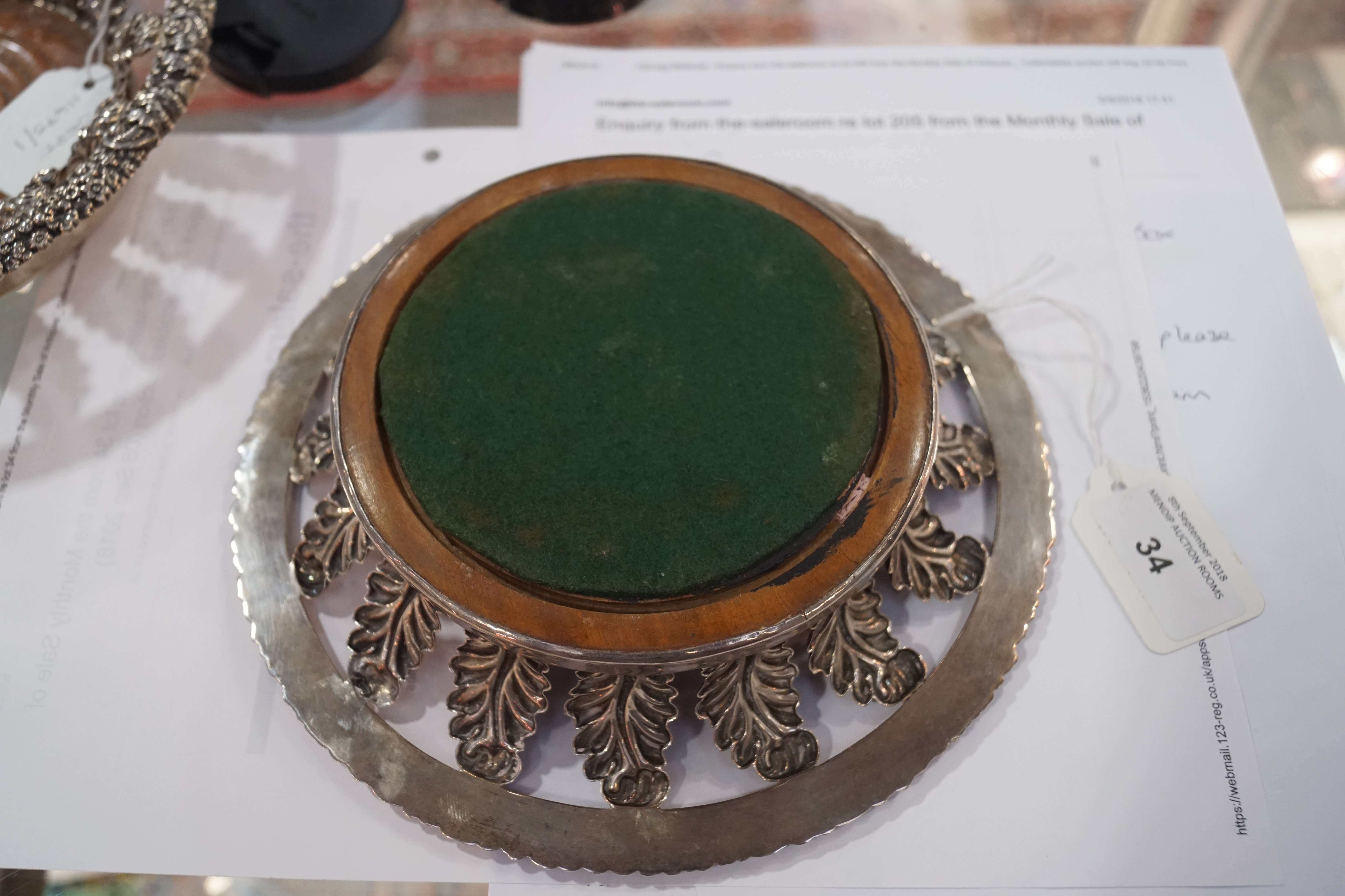 A pair of George III silver coasters with cast flower head and scrolling foliate rims supported by - Image 2 of 6