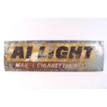 A painted aluminium sign for 'A1 Light Cigarettes',