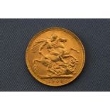 A 1908 full Sovereign 8 grams