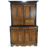 A Sri Lankan teak, ebony and ebonised wood Almirah cupboard