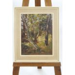 Jessica Bohannan, A Woodland glade, oil on board,signed lower right and dated 1974,