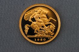 A 1980 proof half Sovereign 4 grams