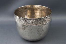 An Asian white metal tumbler cup,