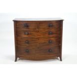 A 19th century mahogany chest of two short and three long drawers,