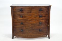 A 19th century mahogany chest of two short and three long drawers,