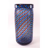 An Italian glass ribbed form glass vase