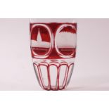 A Victorian German spa glass, with ruby flash and titled land marks,