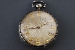 A white metal verge fusee open face pocket watch. Key wound mechanical movement.