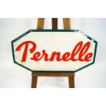 An enamel double sided elongated octagonal sign in green, white and red, for 'Pervelle',