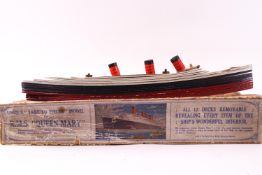 A Chad Valley sectional model of the R M S Queen Mary, showing all twelve decks, in original box,