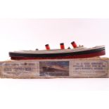 A Chad Valley sectional model of the R M S Queen Mary, showing all twelve decks, in original box,