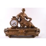 A 19th century eight day mantel clock,striking on a bell,