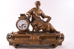 A 19th century eight day mantel clock,striking on a bell,