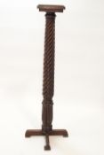 A mahogany barley twist jardinere stand converted from a William IV bed post,