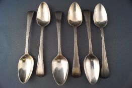 A set of six Old English wriggle work edged teaspoons, London 1832, 13cm long,