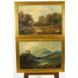 English School, late 19th century, Two Scottish scenes, oil on canvas,