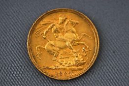 A full Sovereign dated 1889,