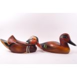 A mandarin and green winged teal decoy ducks, by Feathers Gallery,