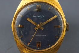 A steel and gold plated wristwatch by Ingersoll. mechanical 17 jewelled movement (over wound)