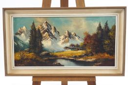 Joe Nooyer, An alpine scene, oil on canvas, signed lower left,