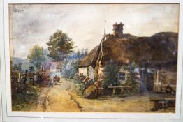 A Blair, 'Cottage in a landscape', watercolour, signed and dated 1885 lower left,