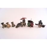 Six painted lead figures of animals,