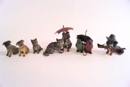 Six painted lead figures of animals,