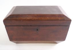 A George IV tea caddy in mahogany, of sarcophagus form,