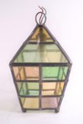 A stained glass hall lantern,