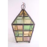 A stained glass hall lantern,