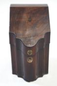 A George III mahogany knife box, lacking interior, 37cm high, 22cm wide,